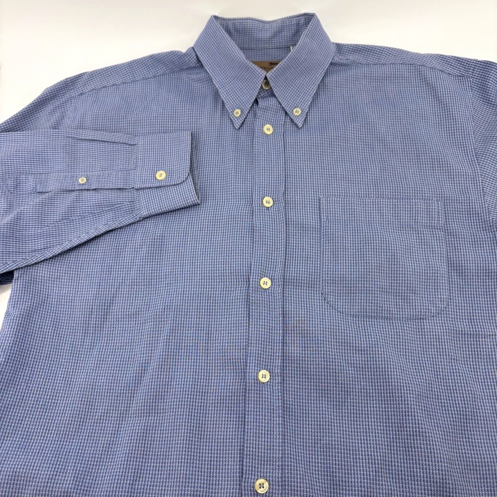 Paul Costelloe Mens Blue Micro Check Button Down Shirt 15.5 39 Made in Italy